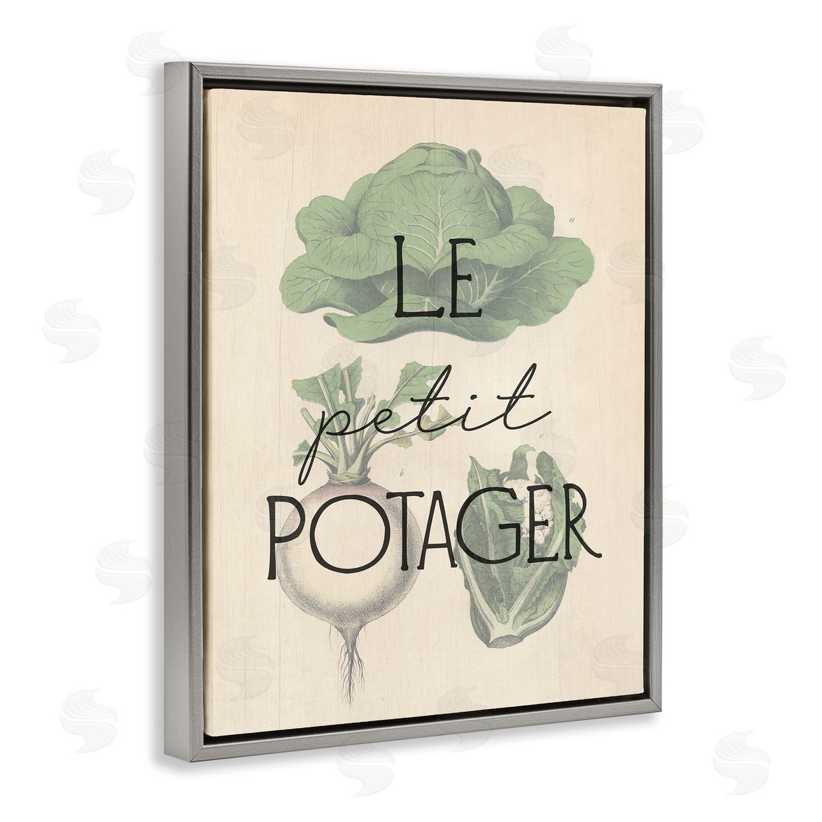 French Vegetable Garden Grey Floating Frame Canvas Wall Art, Home Decor by Stupell Studio