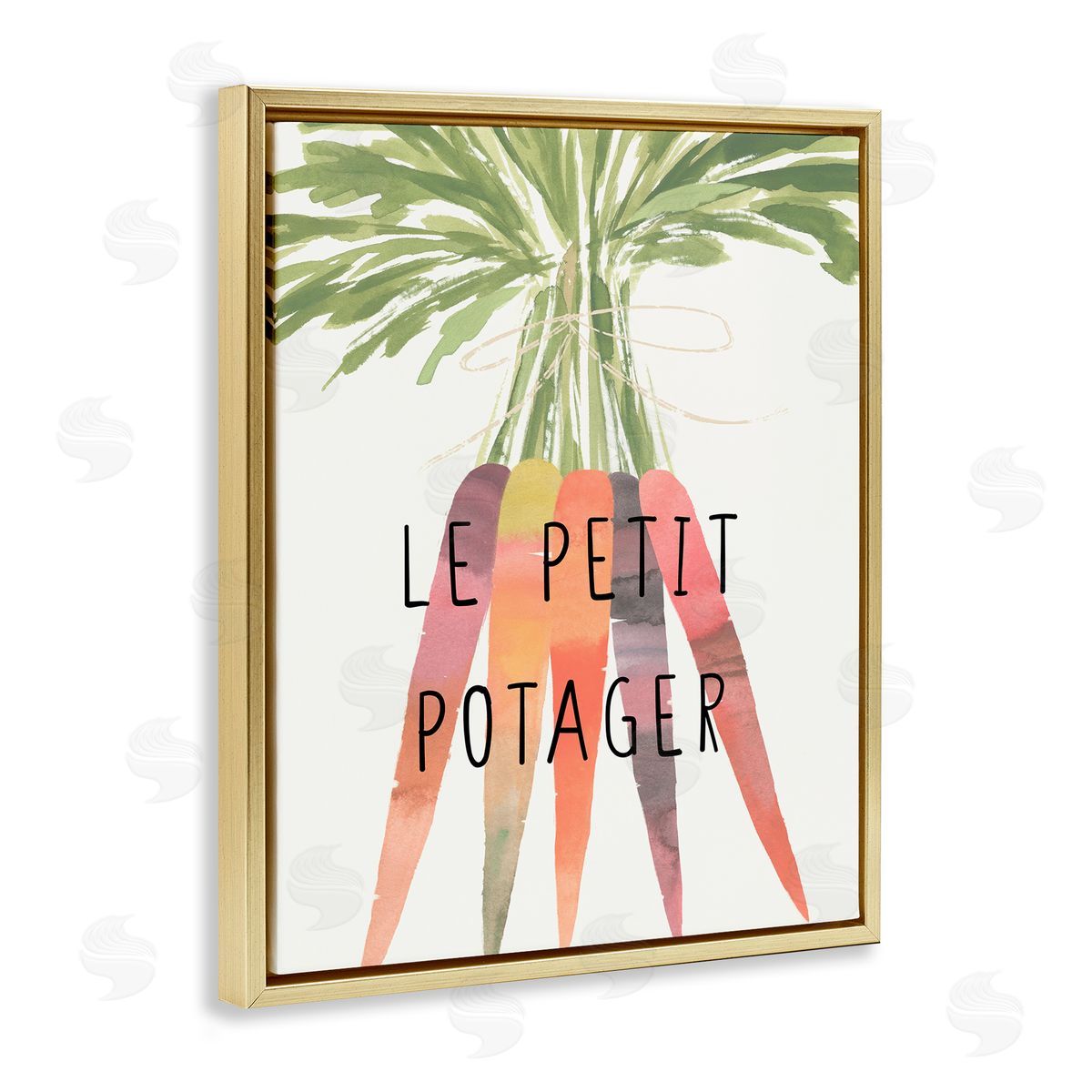 Vegetable Garden Phrase Gold Floating Frame Canvas Wall Art, Home Decor by Annie Warren