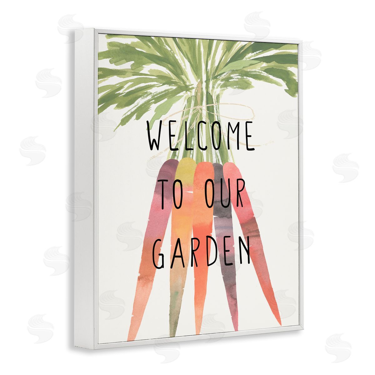 Welcome Garden with Carrots White Frame Print Wall Art, Home Decor by Annie Warren
