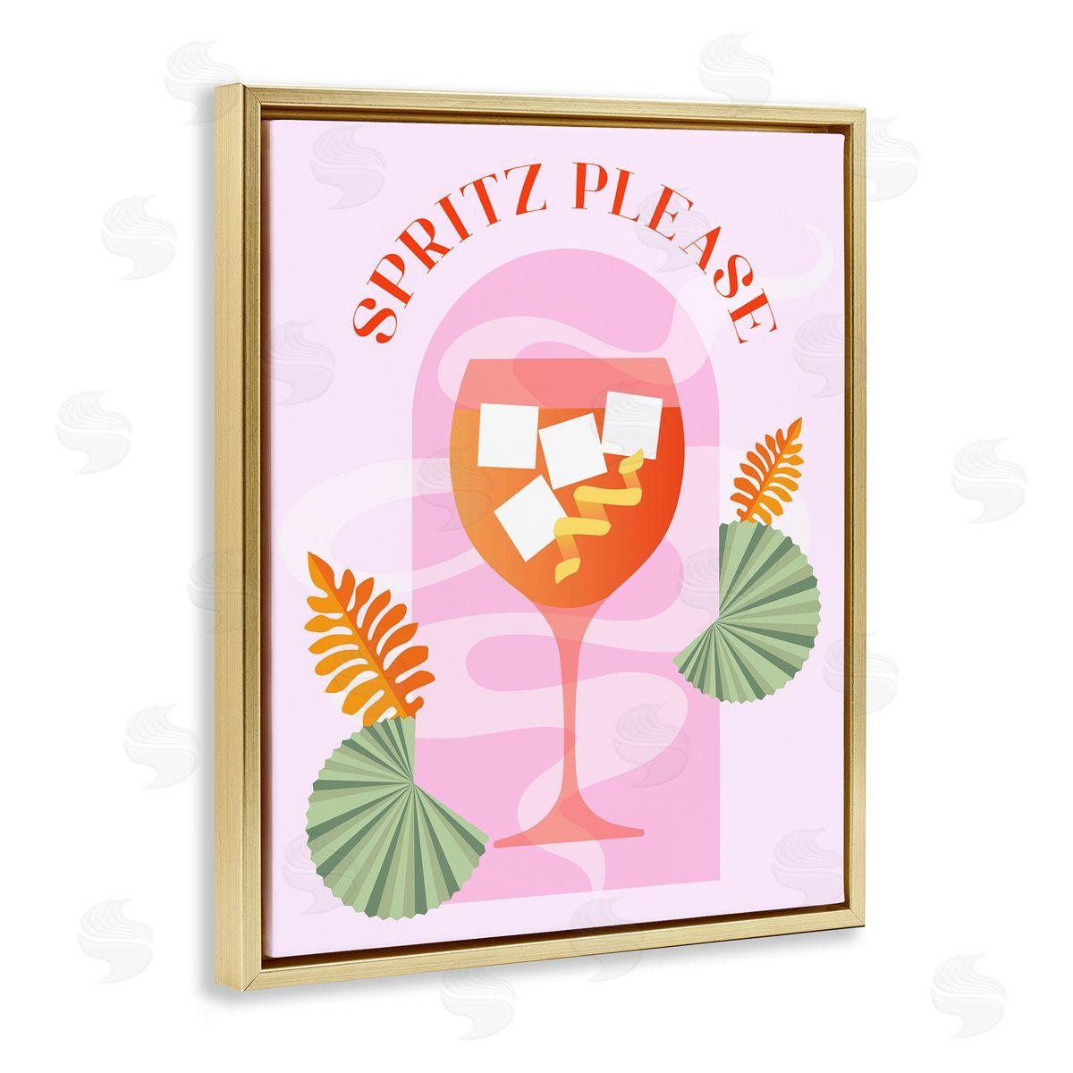 Spritz Please Cocktail Gold Floating Frame Canvas Wall Art, Home Decor by Stupell Studio