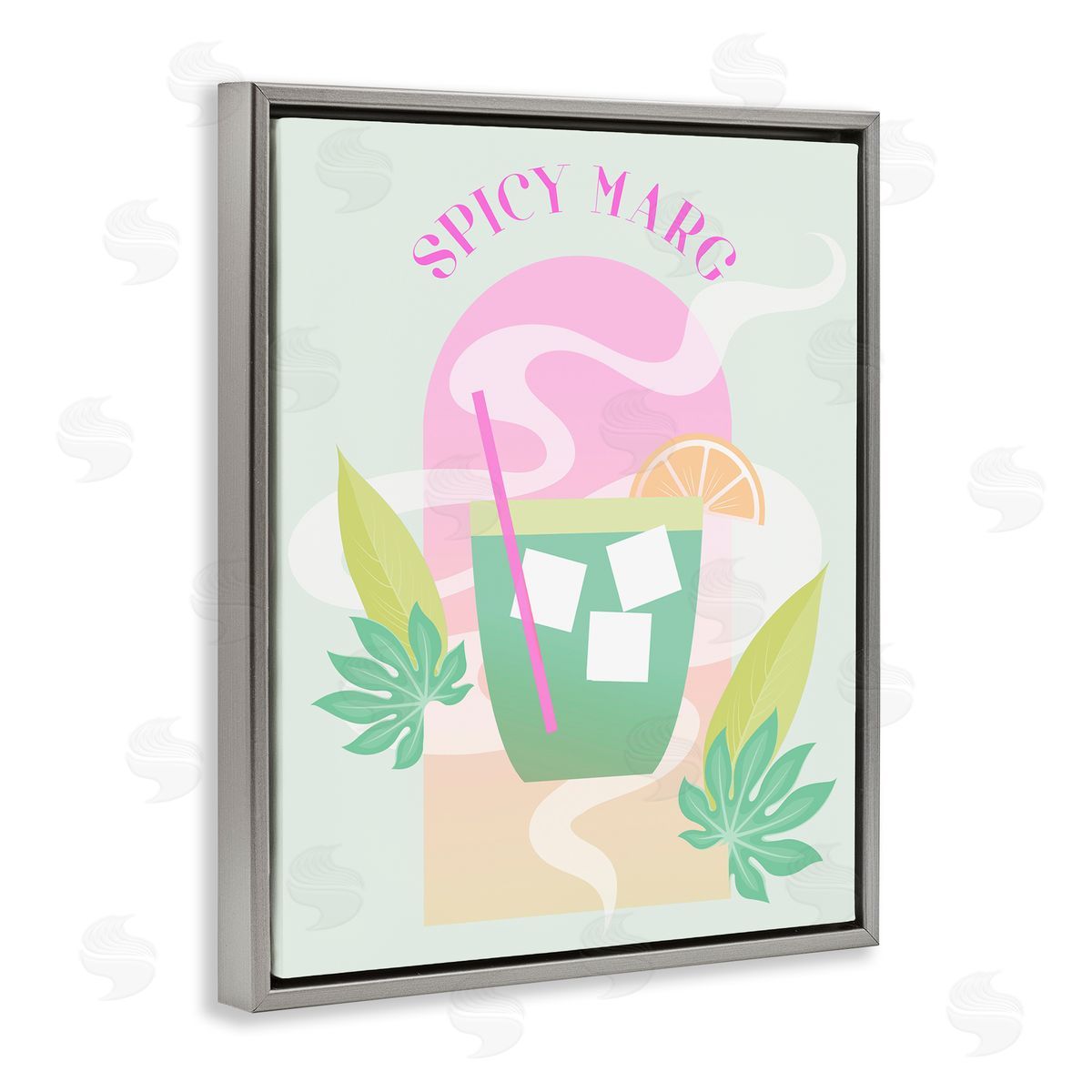 Spicy Marg Cocktail Grey Floating Frame Canvas Wall Art, Home Decor by Stupell Studio