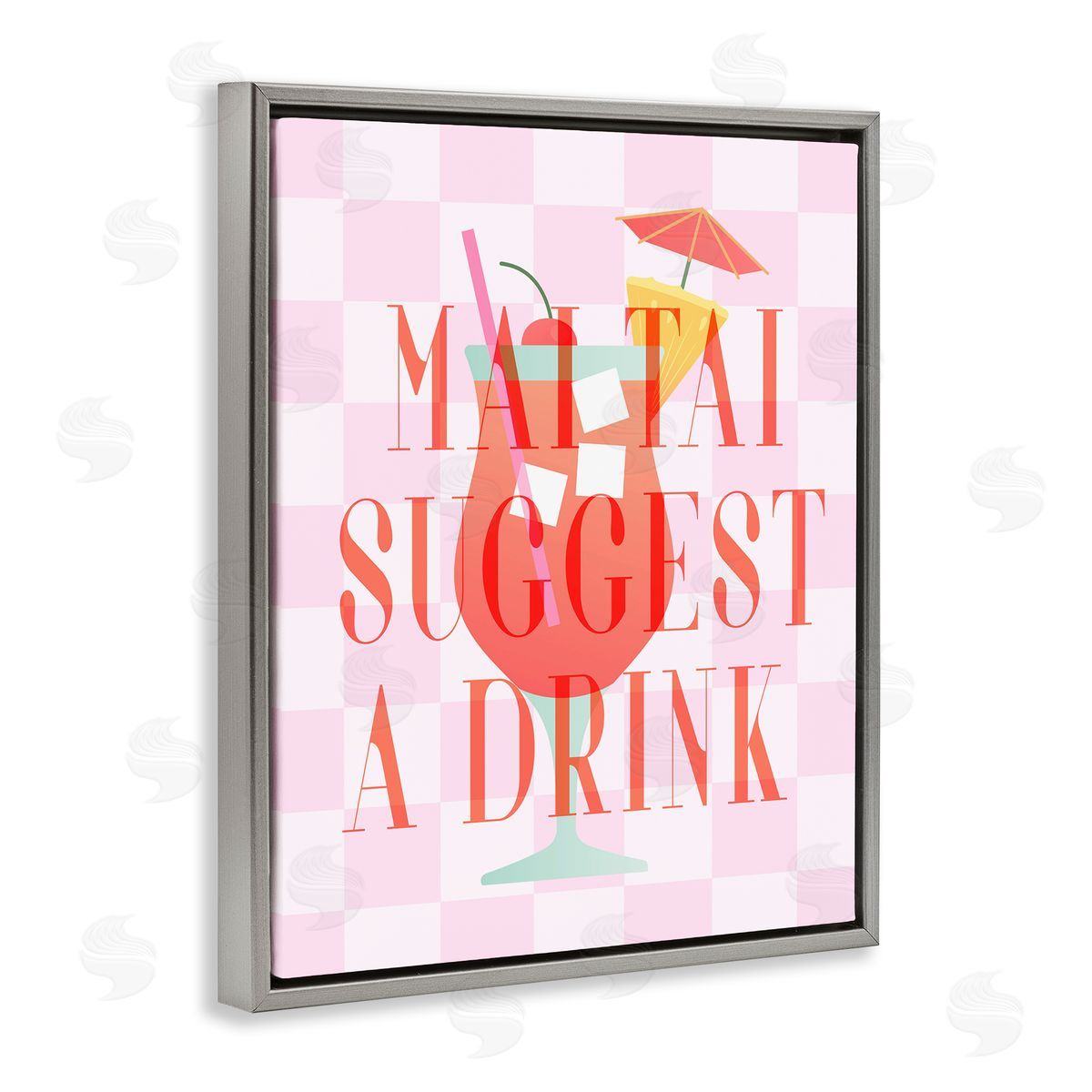 Mai Tai Suggest A Drink Grey Floating Frame Canvas Wall Art, Home Decor by Stupell Studio