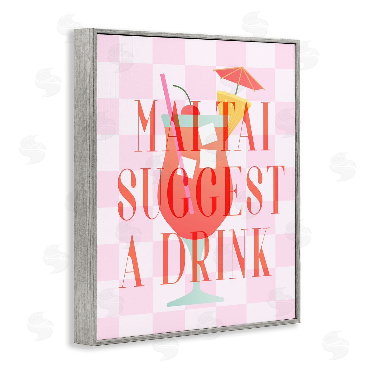 Mai Tai Suggest A Drink Grey Frame Print Wall Art, Home Decor by Stupell Studio