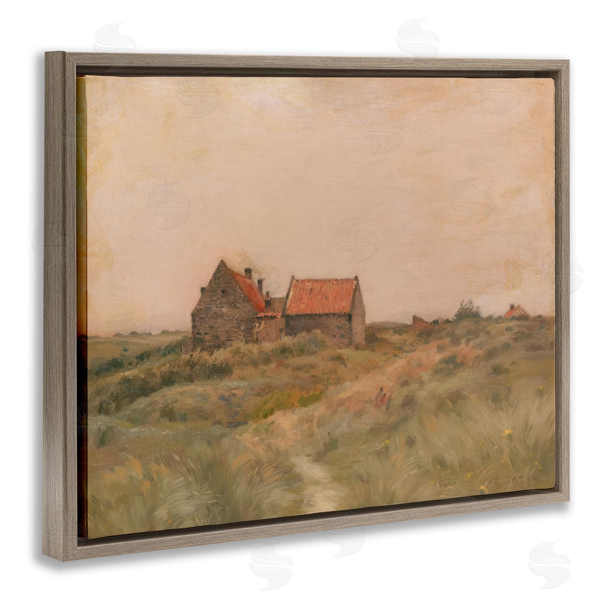 Cottage on October Day Brown Floating Frame Canvas Wall Art, Home Decor by Stupell Studio