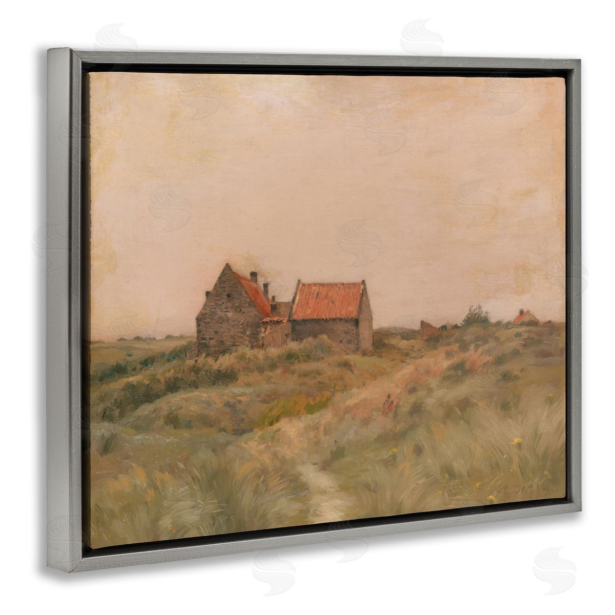 Cottage on October Day Grey Floating Frame Canvas Wall Art, Home Decor by Stupell Studio