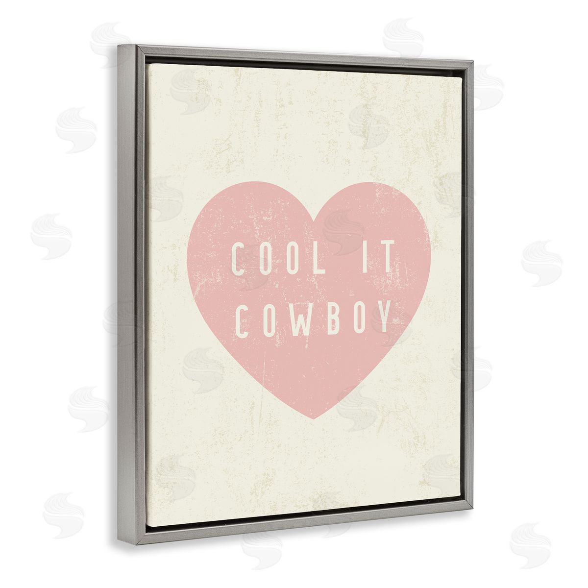 Cool It Cowboy Heart Grey Floating Frame Canvas Wall Art, Home Decor by Stupell Studio