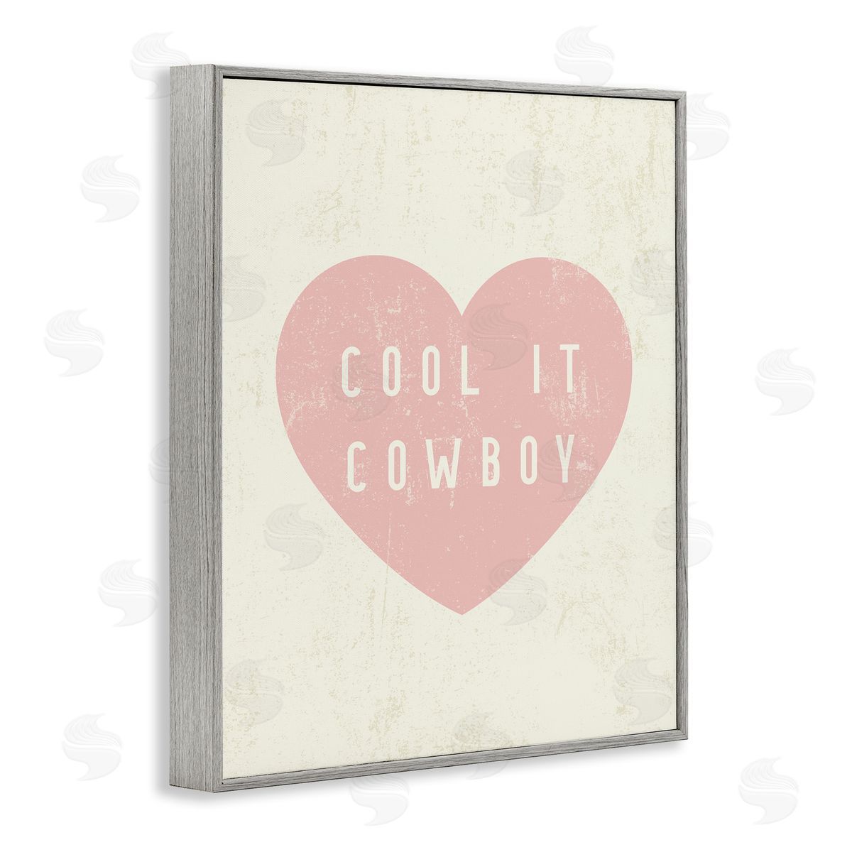 Cool It Cowboy Heart Grey Frame Print Wall Art, Home Decor by Stupell Studio
