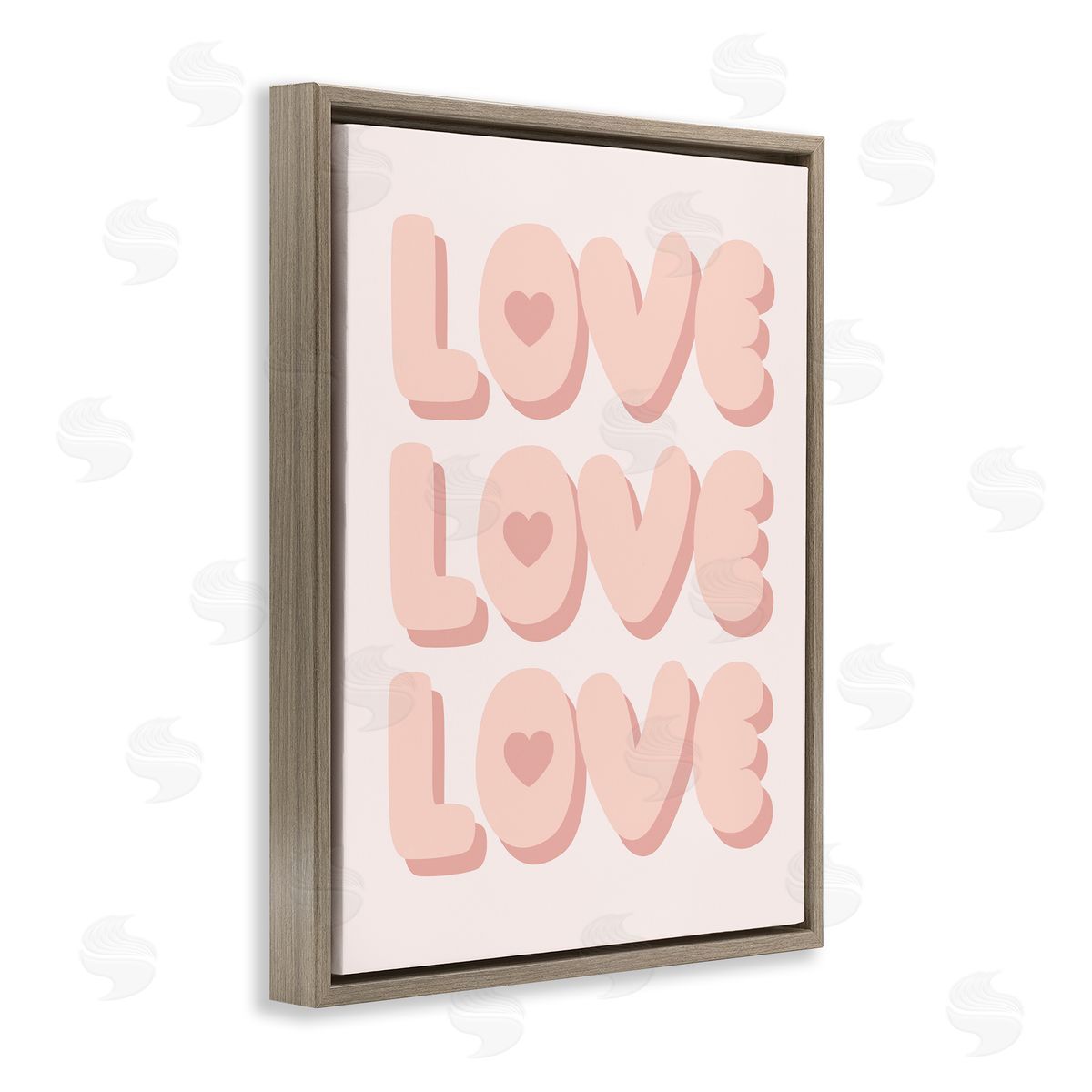 Love with Hearts Brown Floating Frame Canvas Wall Art, Home Decor by Stupell Studio