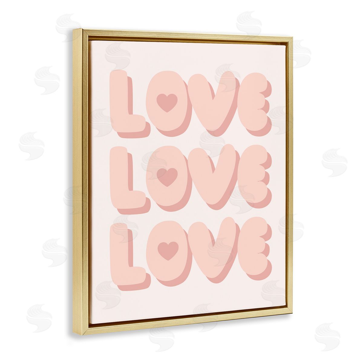 Love with Hearts Gold Floating Frame Canvas Wall Art, Home Decor by Stupell Studio