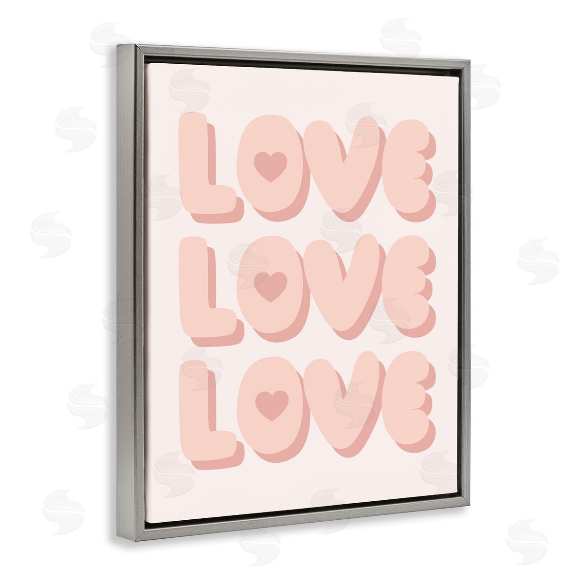 Love with Hearts Grey Floating Frame Canvas Wall Art, Home Decor by Stupell Studio