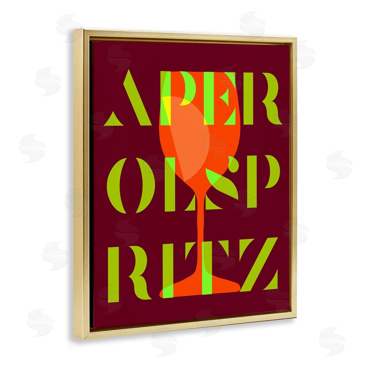 Modern Aperol Spritz Gold Floating Frame Canvas Wall Art, Home Decor by Stupell Studio