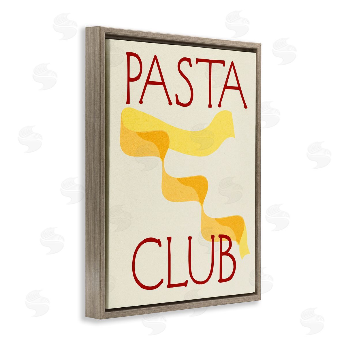 Pasta Club Phrase Brown Floating Frame Canvas Wall Art, Home Decor by Stupell Studio