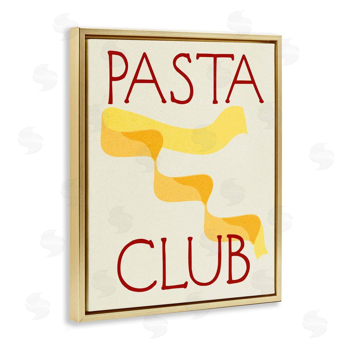 Pasta Club Phrase Gold Floating Frame Canvas Wall Art, Home Decor by Stupell Studio