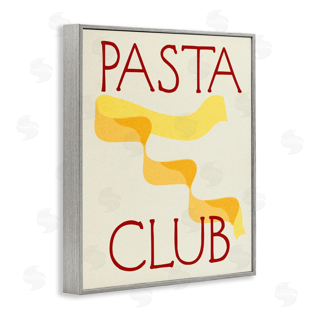 Pasta Club Phrase Grey Frame Print Wall Art, Home Decor by Stupell Studio