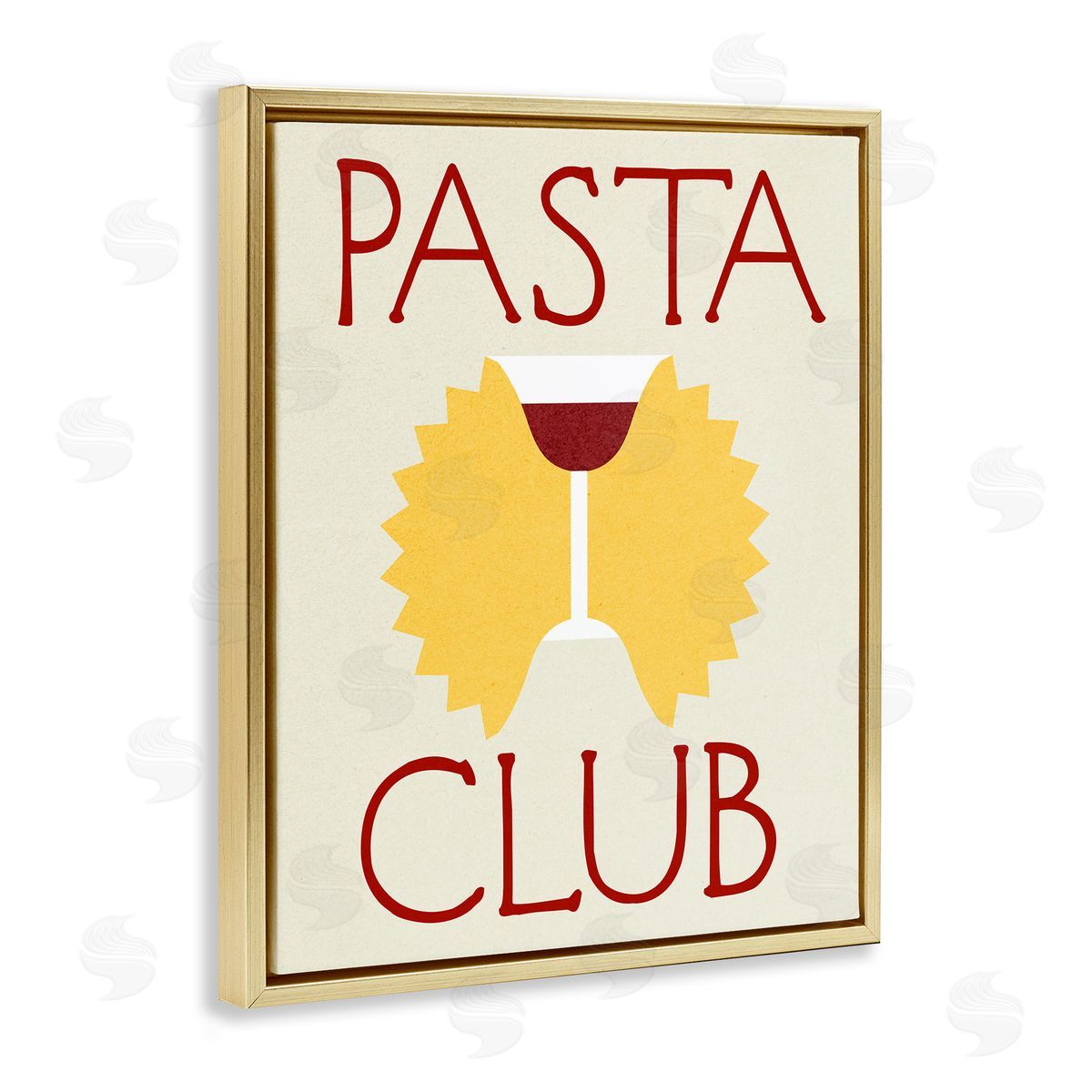 Pasta Club with Wine Gold Floating Frame Canvas Wall Art, Home Decor by Stupell Studio