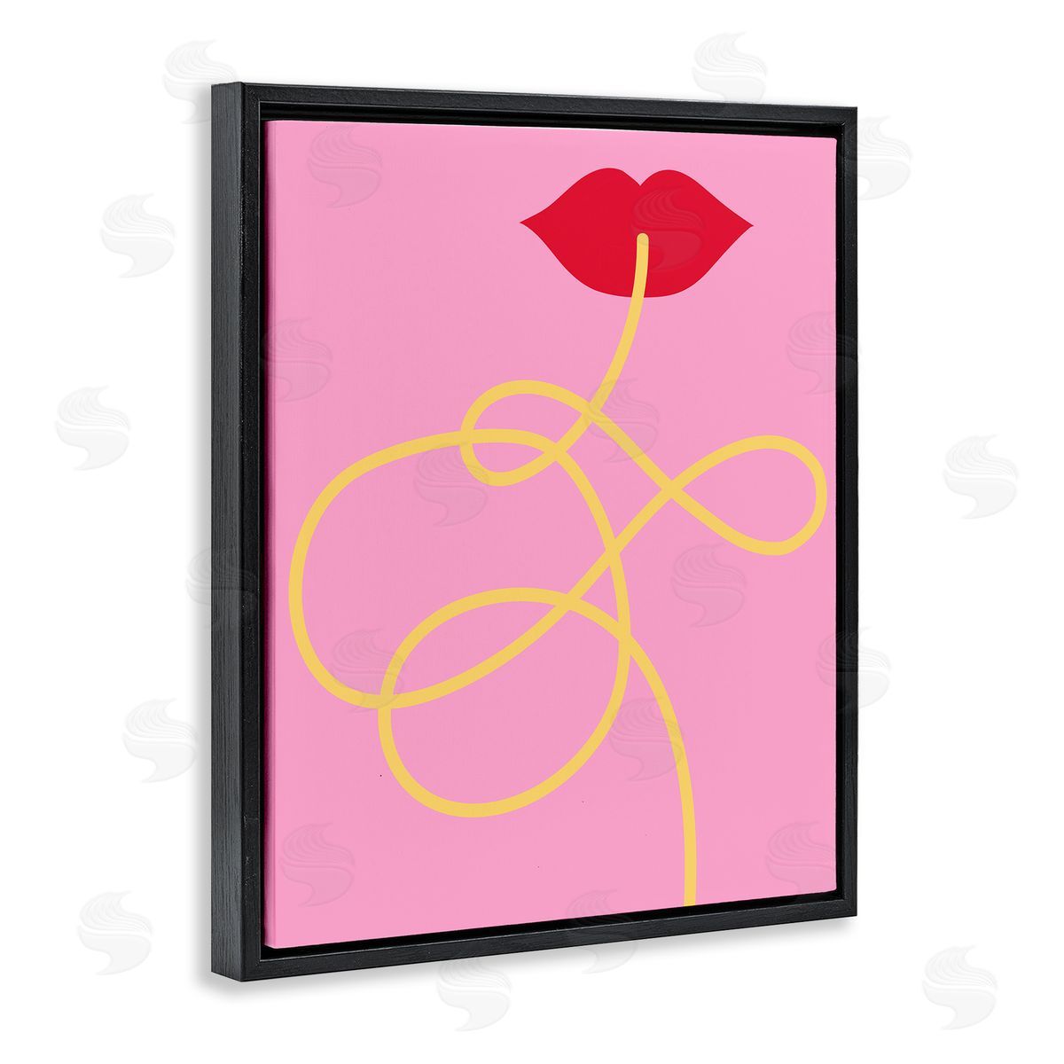 Pasta Noodle & Lips Black Floating Frame Canvas Wall Art, Home Decor by Stupell Studio