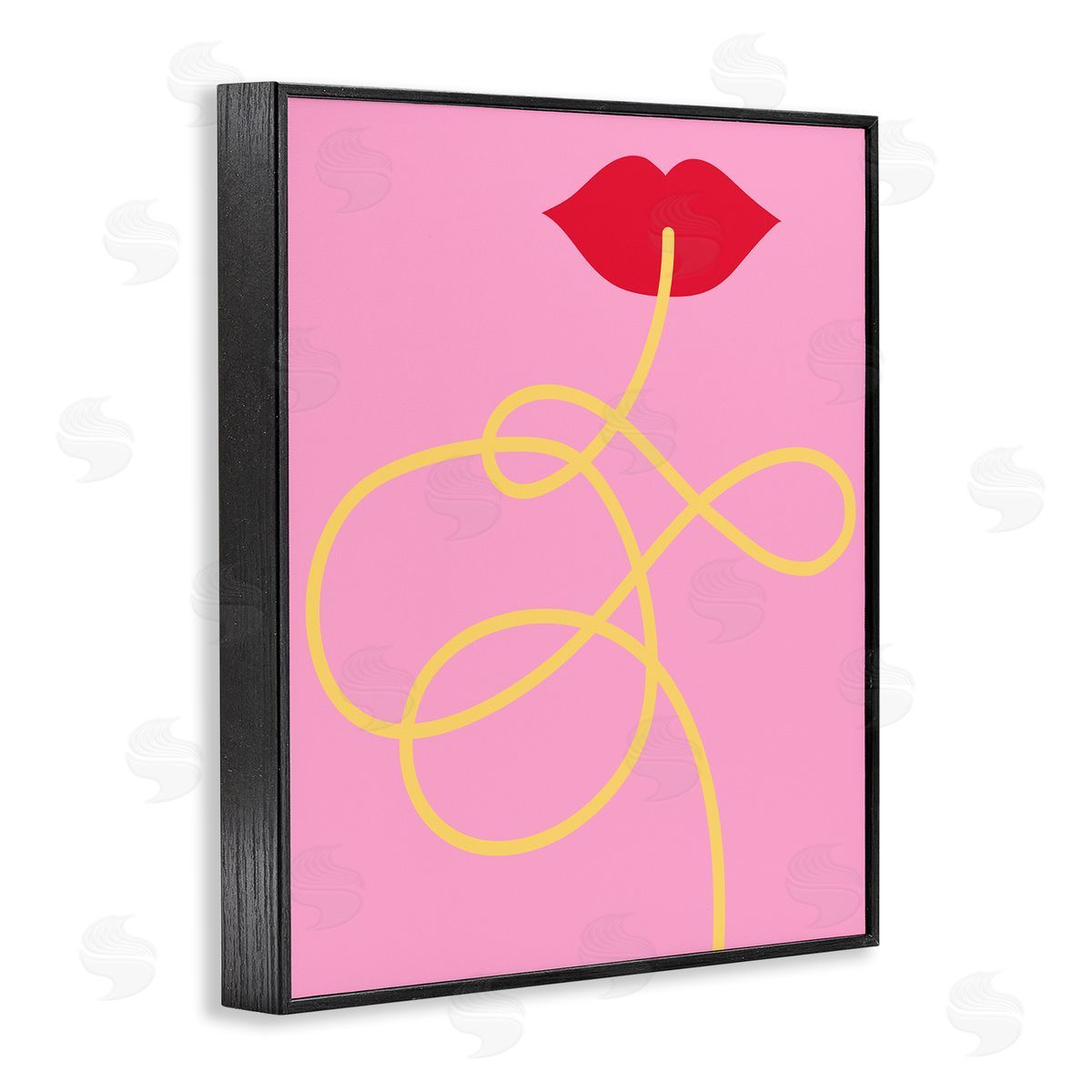 Pasta Noodle & Lips Black Frame Print Wall Art, Home Decor by Stupell Studio