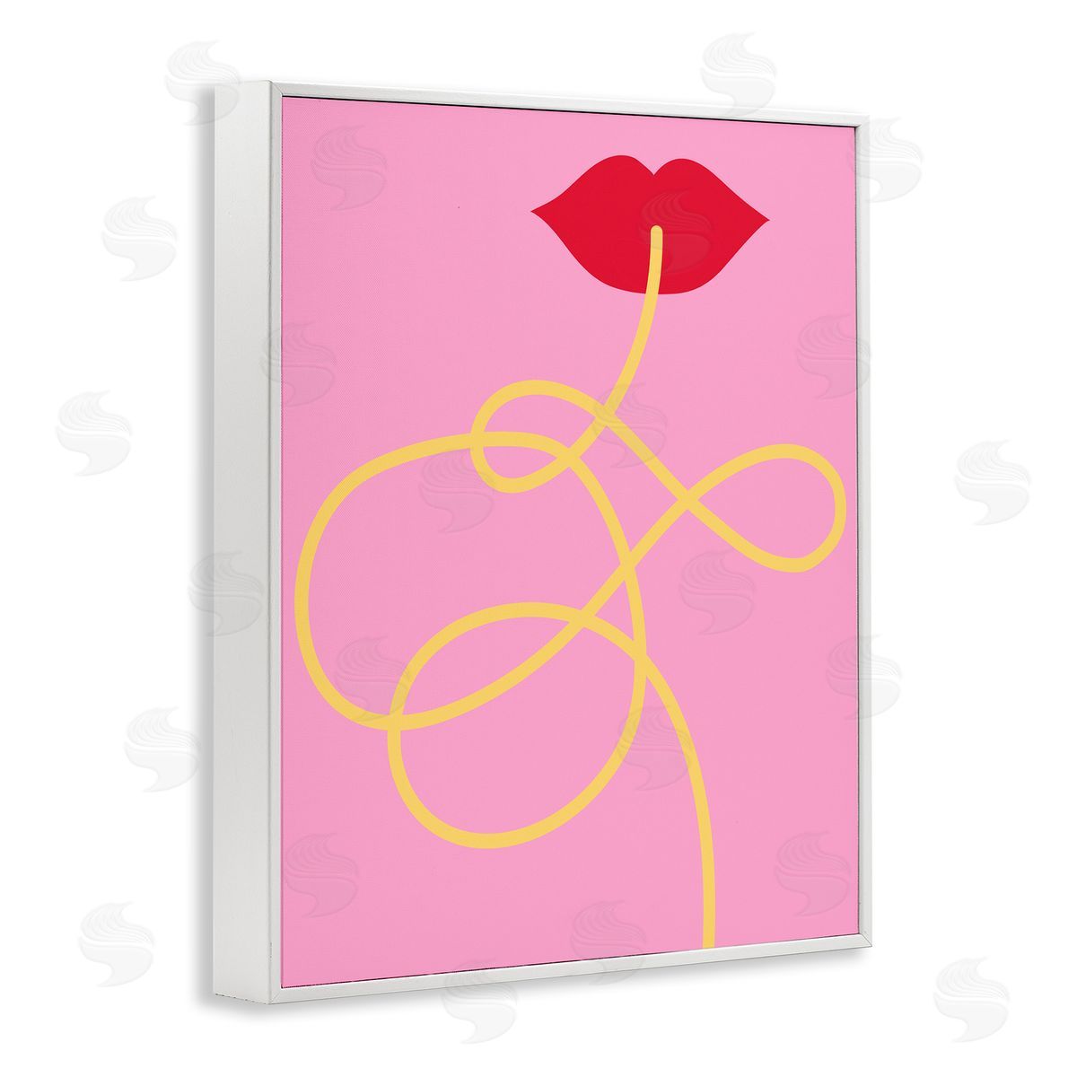 Pasta Noodle & Lips White Frame Print Wall Art, Home Decor by Stupell Studio