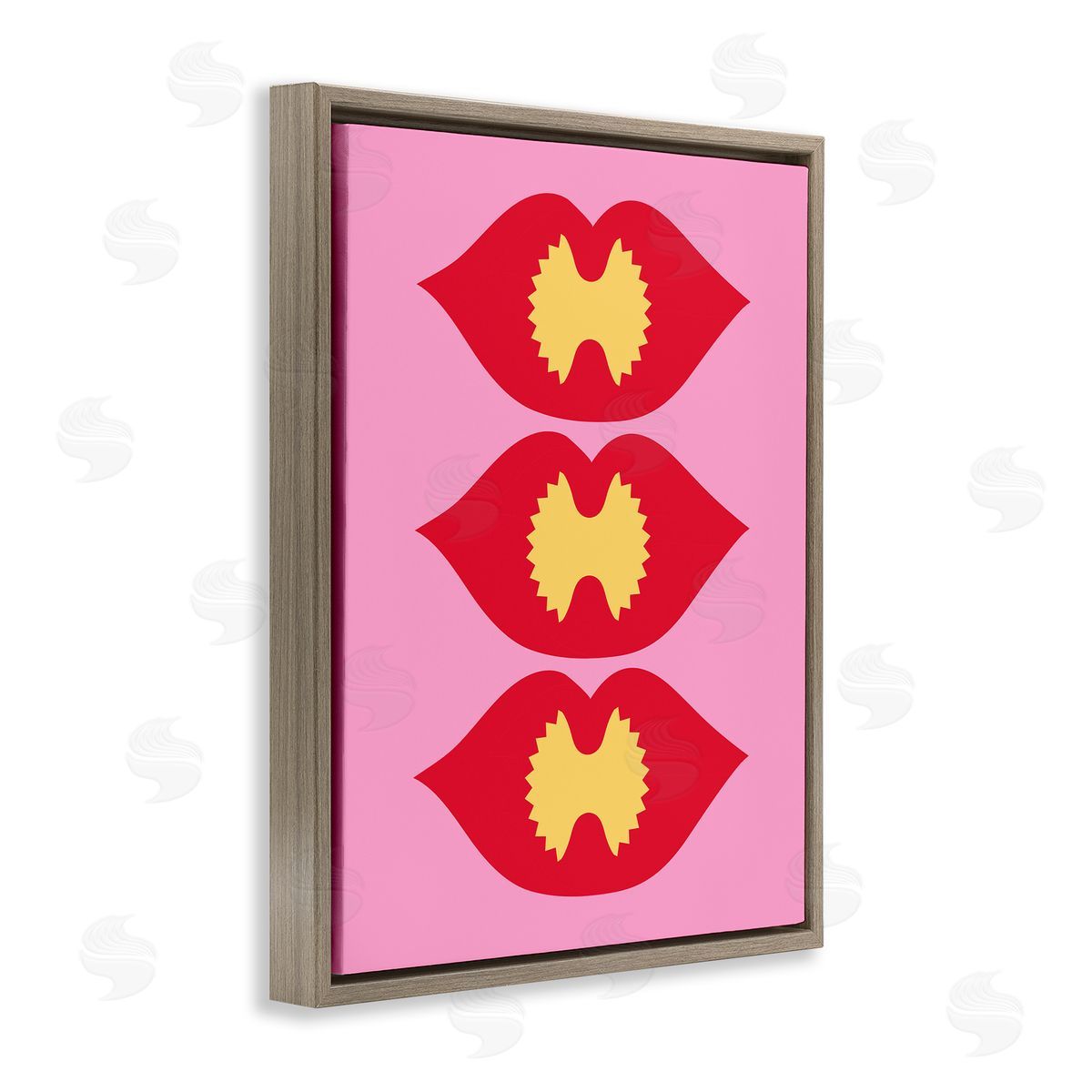 Lips & Bowtie Pasta Brown Floating Frame Canvas Wall Art, Home Decor by Stupell Studio