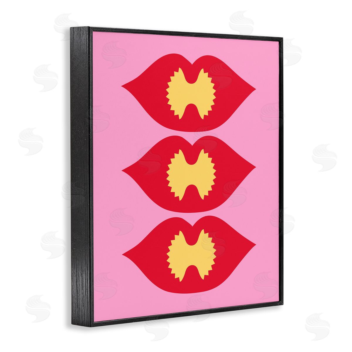 Lips & Bowtie Pasta Black Frame Print Wall Art, Home Decor by Stupell Studio