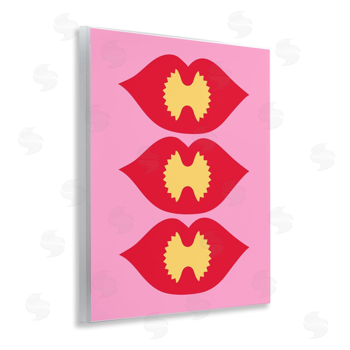 Lips & Bowtie Pasta Wood Plaque Wall Art, Home Decor by Stupell Studio