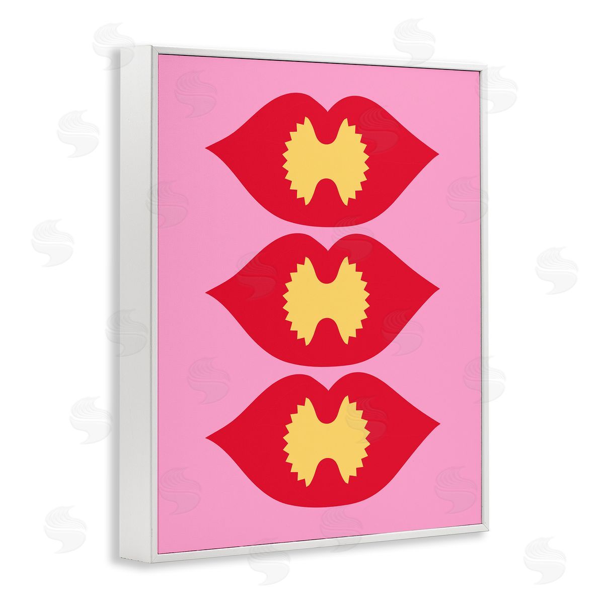 Lips & Bowtie Pasta White Frame Print Wall Art, Home Decor by Stupell Studio