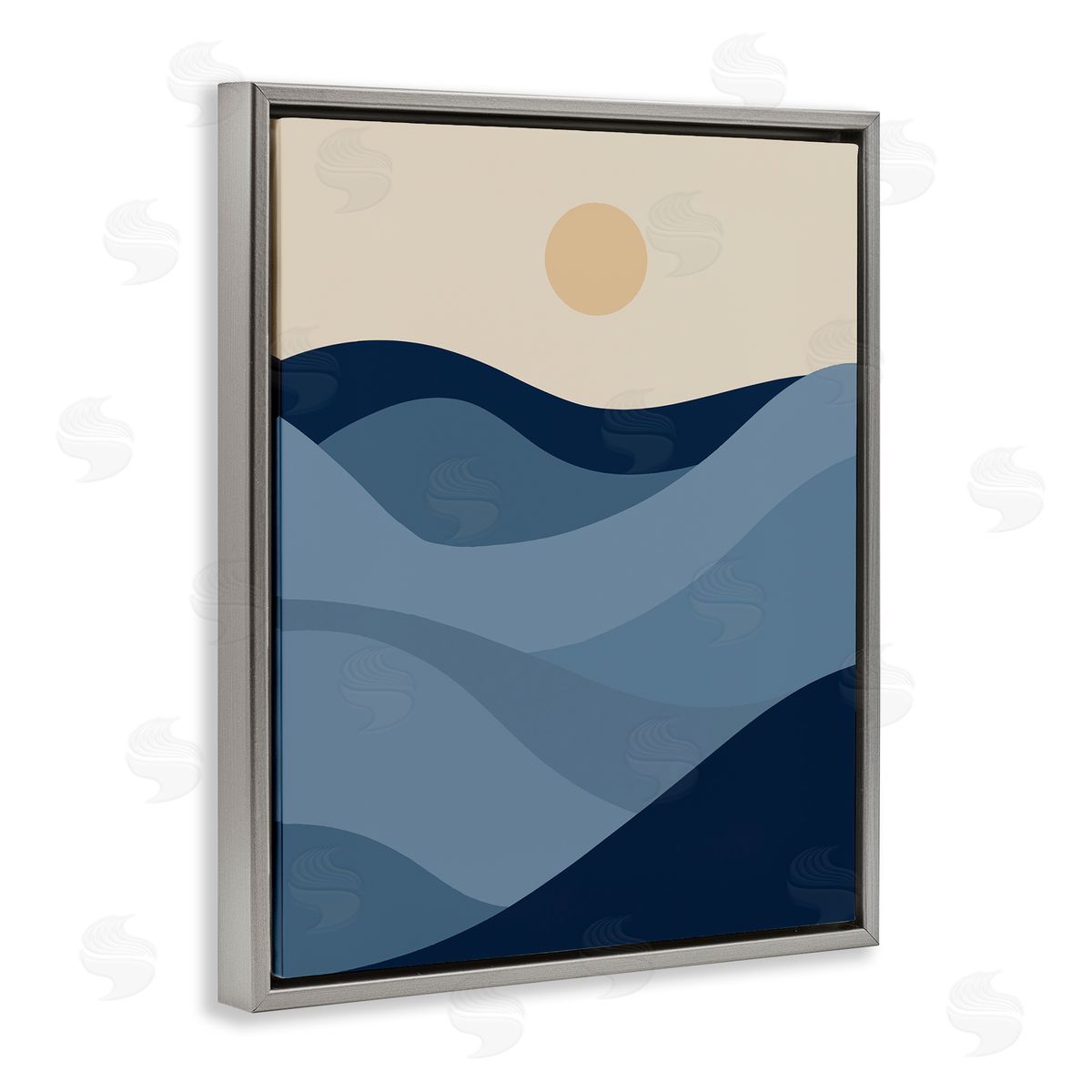 Blue Hills & Moon Grey Floating Frame Canvas Wall Art, Home Decor by Stupell Studio