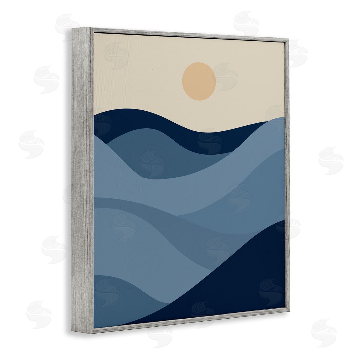 Blue Hills & Moon Grey Frame Print Wall Art, Home Decor by Stupell Studio