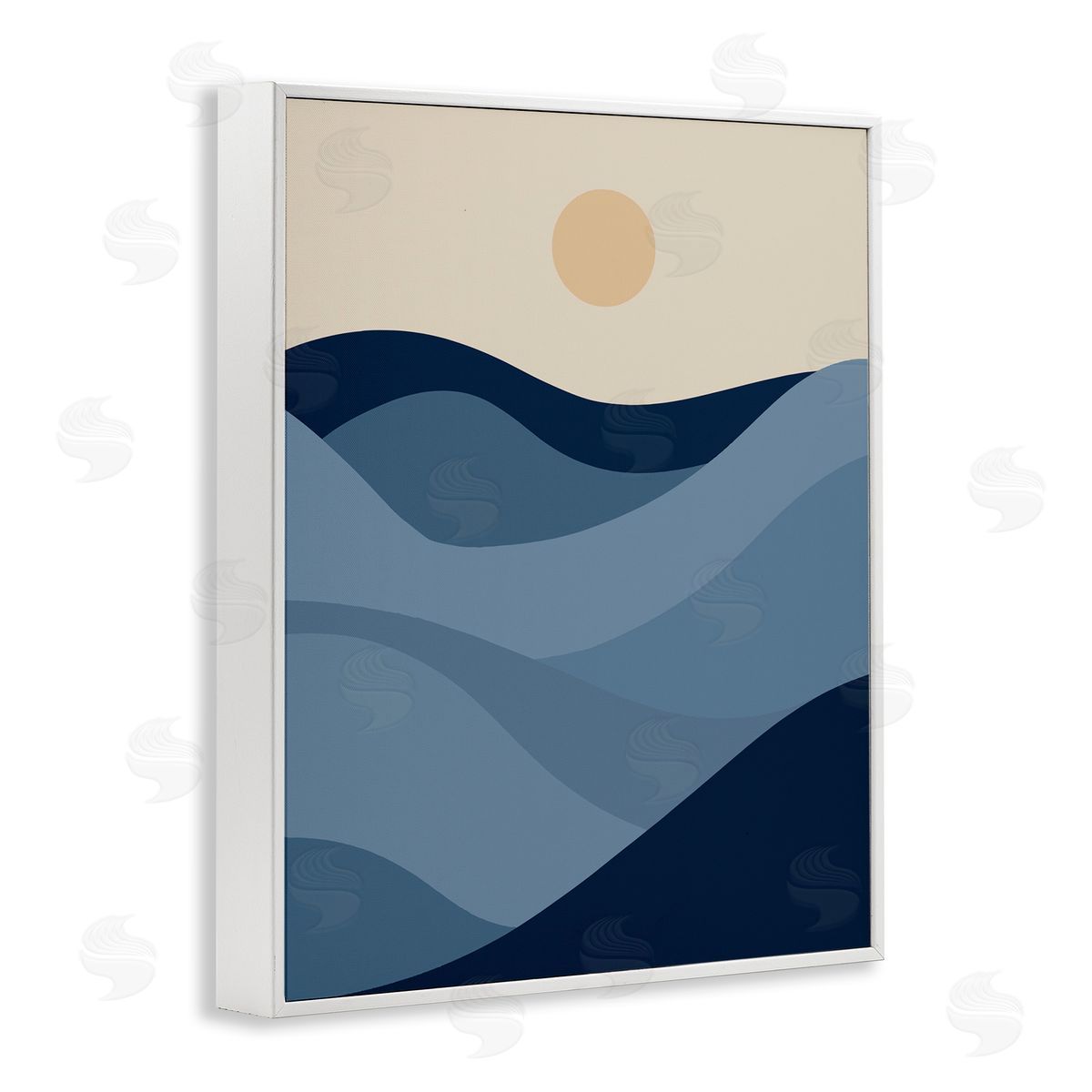 Blue Hills & Moon White Frame Print Wall Art, Home Decor by Stupell Studio
