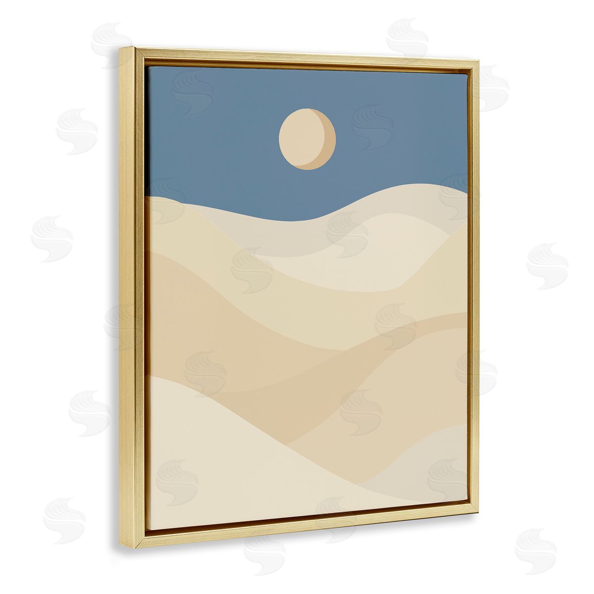 Desert Dunes & Moon Gold Floating Frame Canvas Wall Art, Home Decor by Stupell Studio