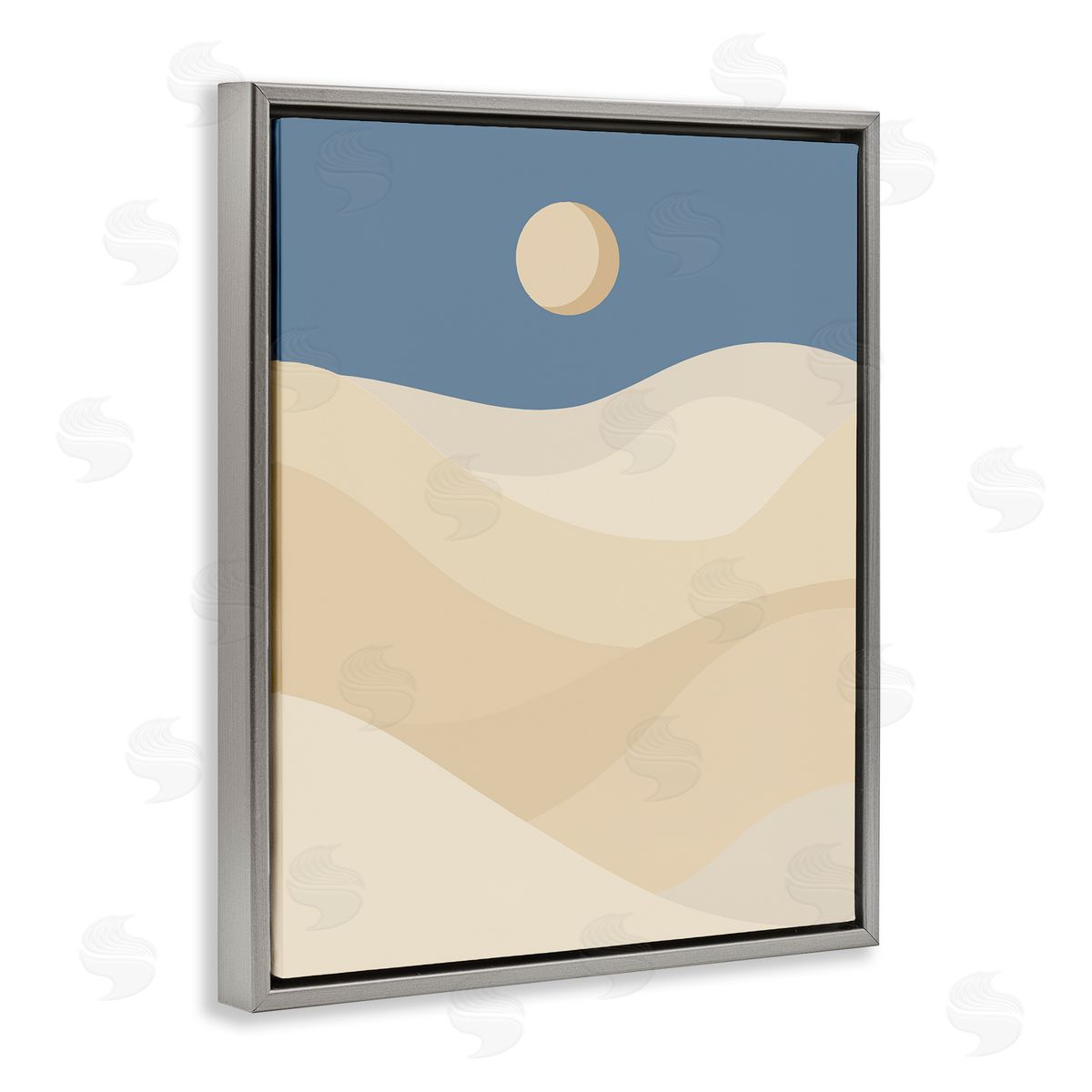 Desert Dunes & Moon Grey Floating Frame Canvas Wall Art, Home Decor by Stupell Studio