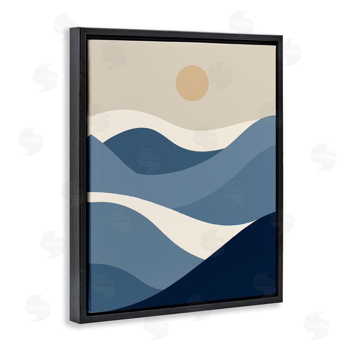 Moon over Blue Hills Black Floating Frame Canvas Wall Art, Home Decor by Stupell Studio