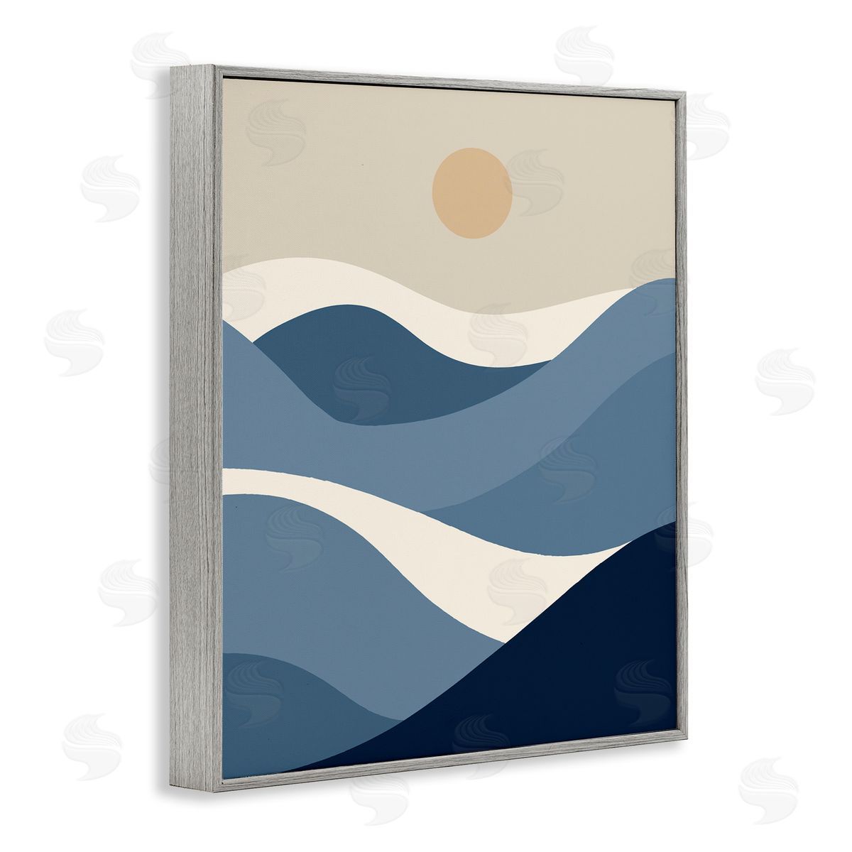 Moon over Blue Hills Grey Frame Print Wall Art, Home Decor by Stupell Studio
