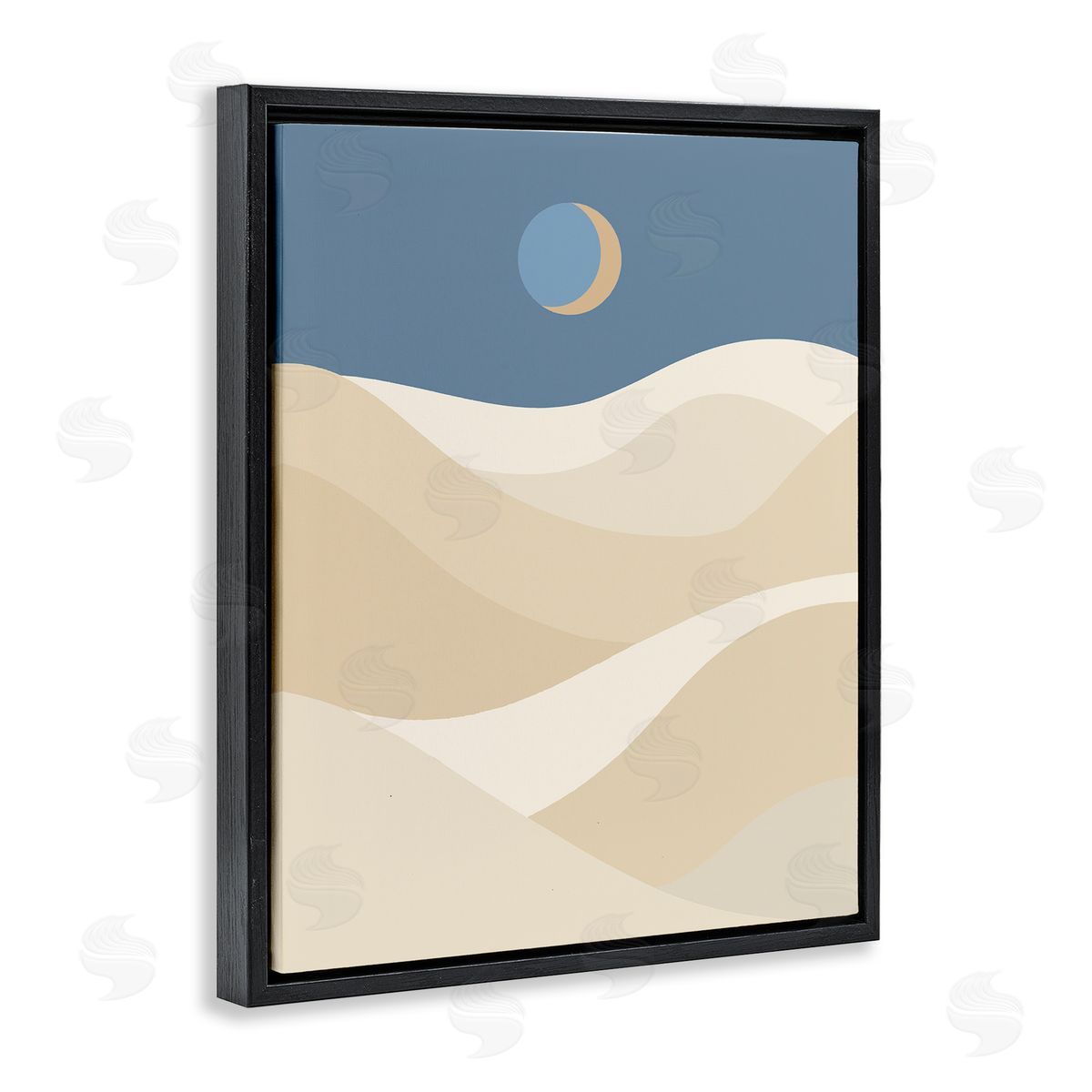 Crescent Moon over Dunes Black Floating Frame Canvas Wall Art, Home Decor by Stupell Studio