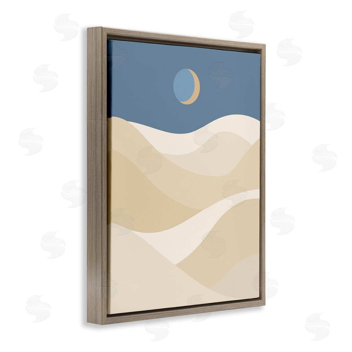 Crescent Moon over Dunes Brown Floating Frame Canvas Wall Art, Home Decor by Stupell Studio