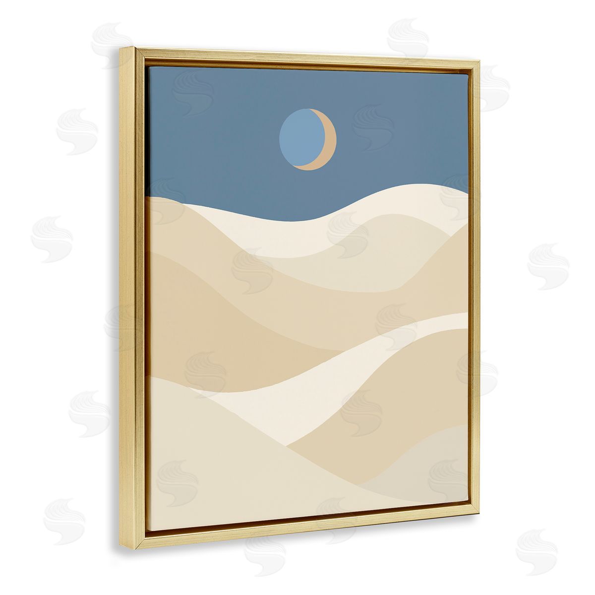 Crescent Moon over Dunes Gold Floating Frame Canvas Wall Art, Home Decor by Stupell Studio