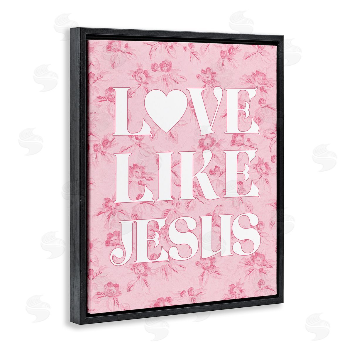 Love Like Jesus on Floral Black Floating Frame Canvas Wall Art, Home Decor by Stupell Studio