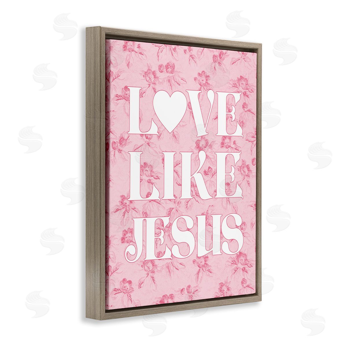 Love Like Jesus on Floral Brown Floating Frame Canvas Wall Art, Home Decor by Stupell Studio