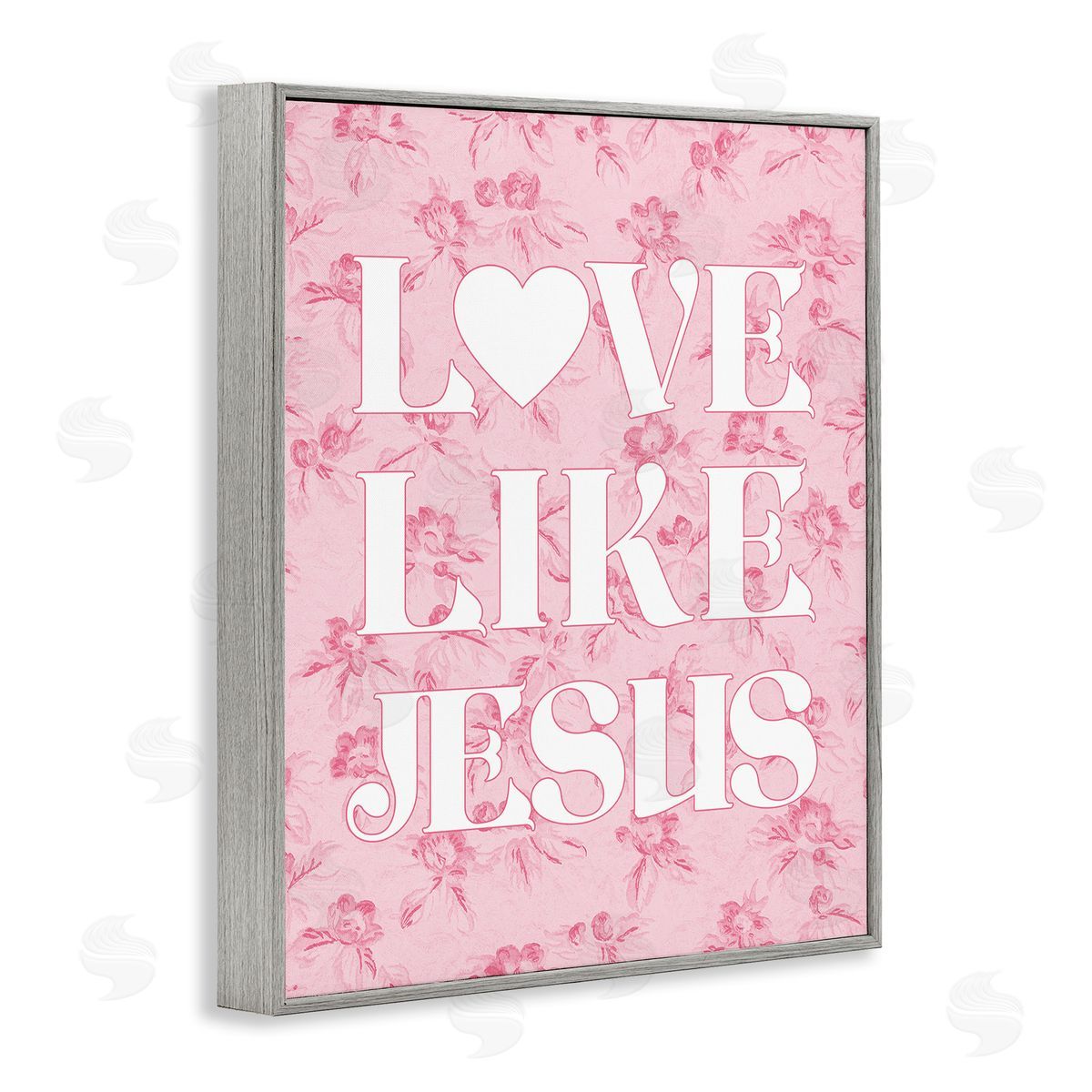 Love Like Jesus on Floral Grey Frame Print Wall Art, Home Decor by Stupell Studio