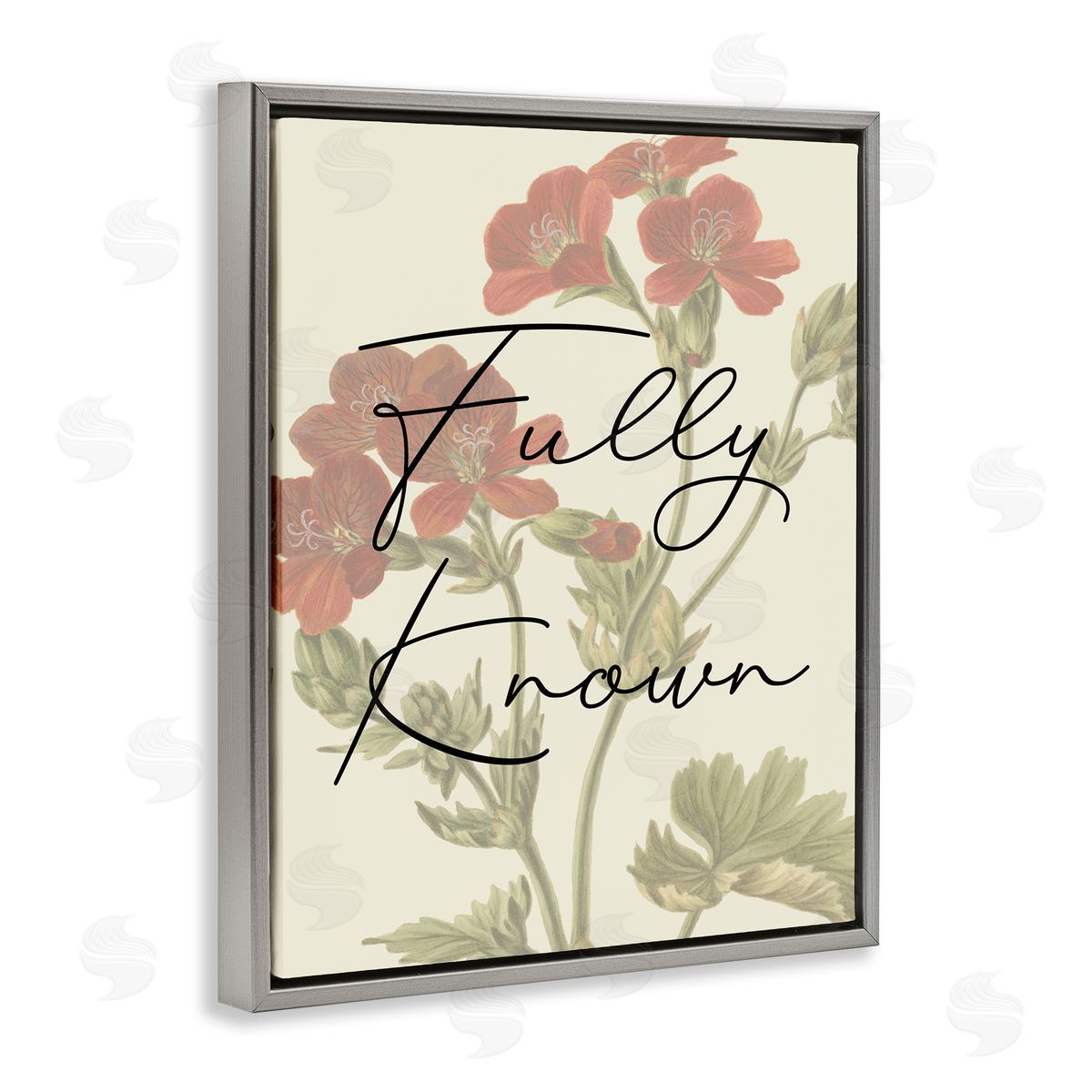 Fully Known on Floral Grey Floating Frame Canvas Wall Art, Home Decor by Stupell Studio