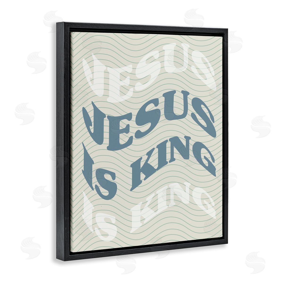 Wavy Jesus Is King Black Floating Frame Canvas Wall Art, Home Decor by Stupell Studio