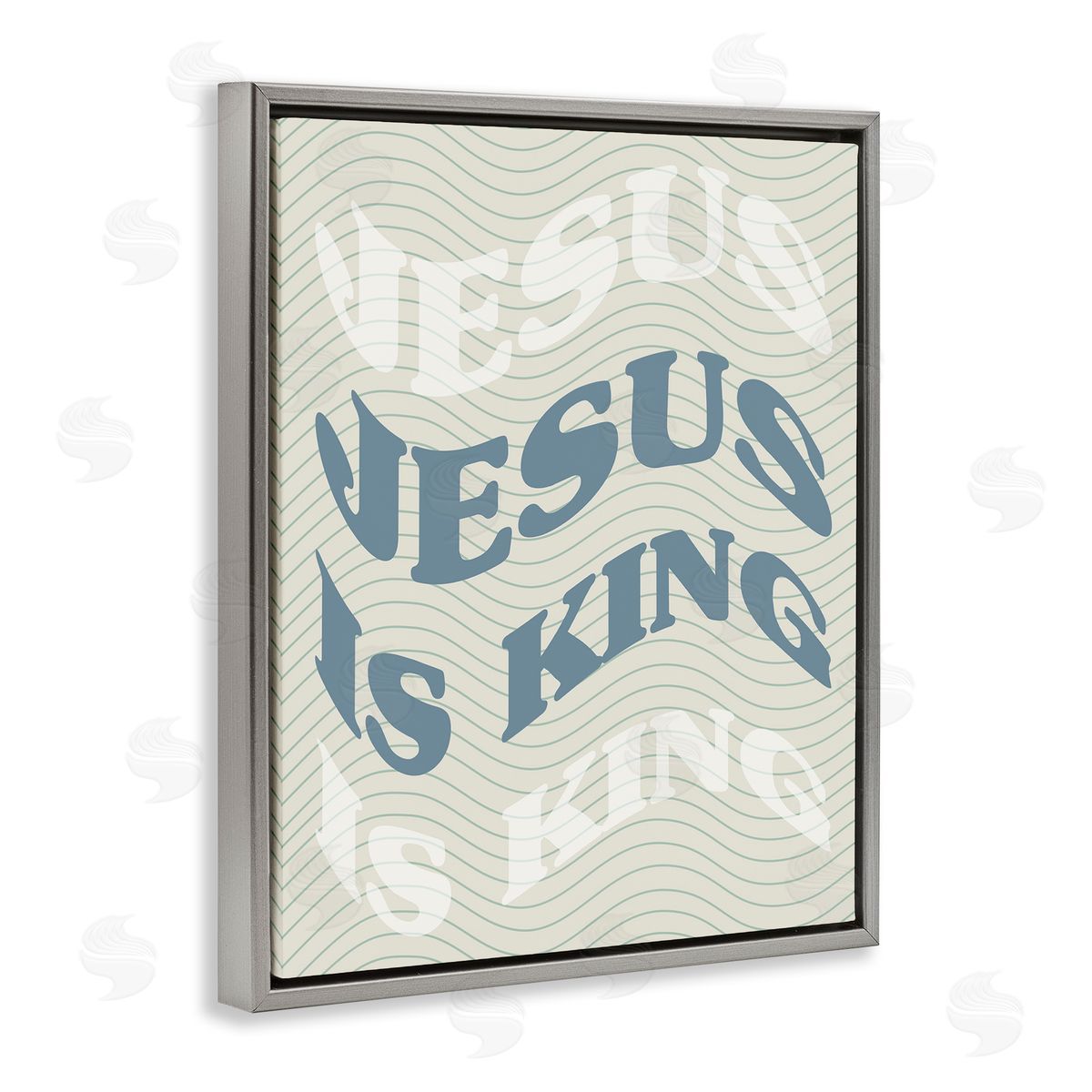 Wavy Jesus Is King Grey Floating Frame Canvas Wall Art, Home Decor by Stupell Studio