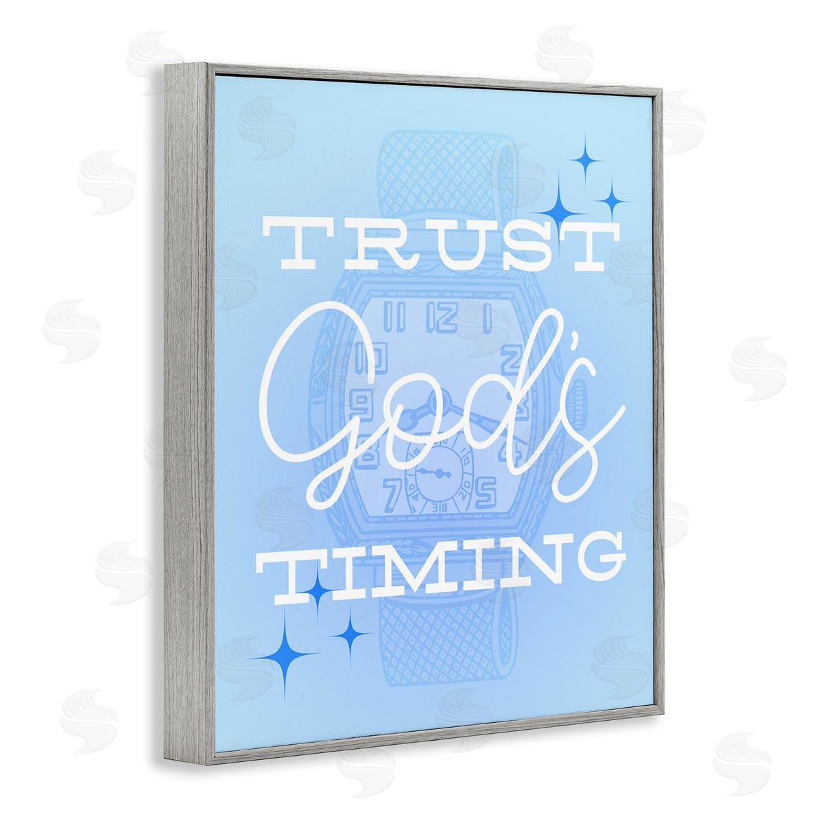 Trust Gods Timing Blue Grey Frame Print Wall Art, Home Decor by Stupell Studio