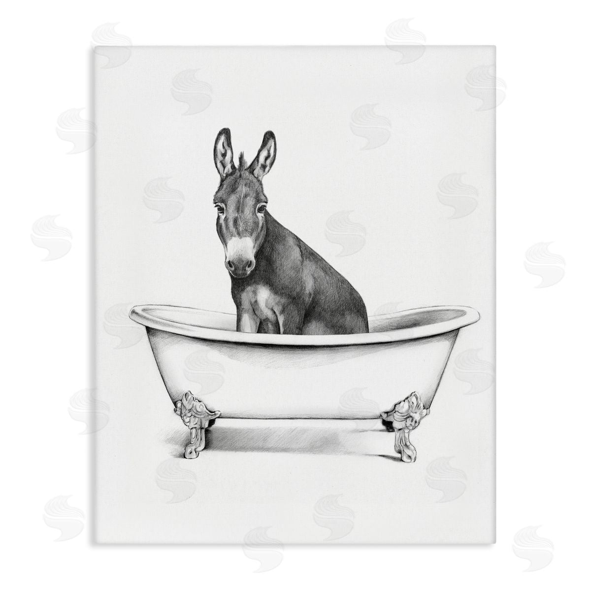 Antique Tub with Donkey Canvas Wall Art, Home Decor by Victoria Borges