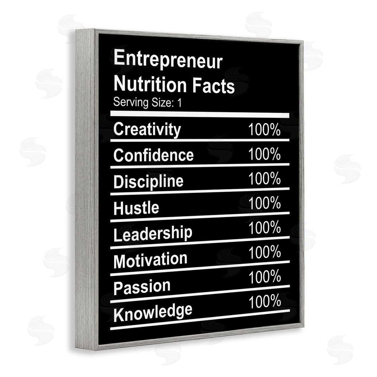 Entrepreneur Nutrition Facts Grey Frame Print Wall Art, Home Decor by Stupell Studio