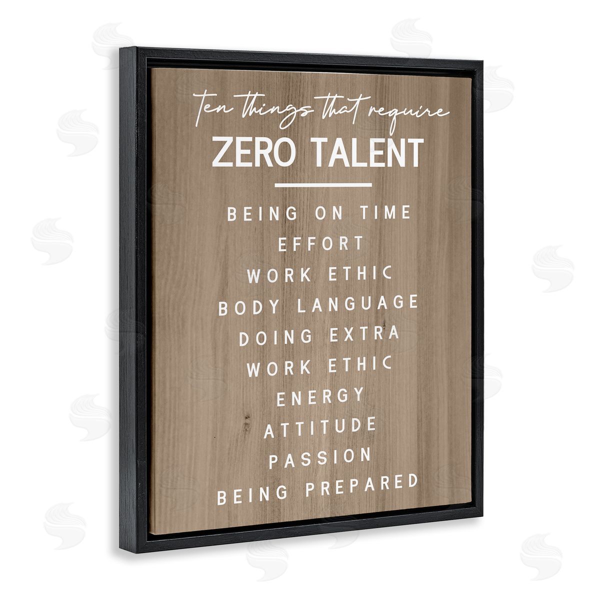 Inspirational Zero Talent Black Floating Frame Canvas Wall Art, Home Decor by Stupell Studio