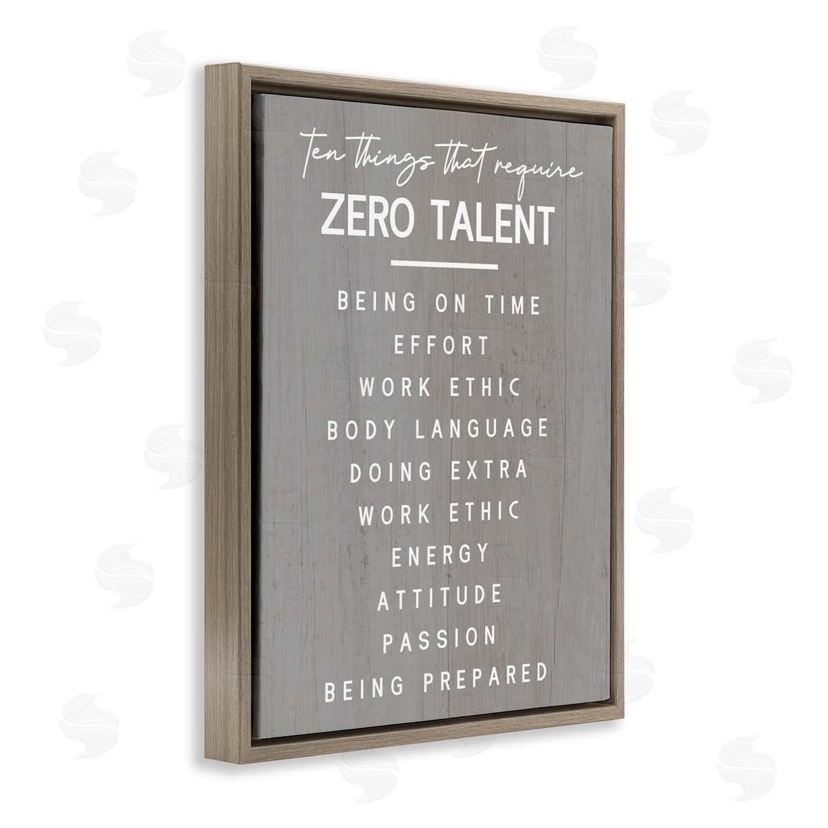 Motivational Zero Talent Brown Floating Frame Canvas Wall Art, Home Decor by Stupell Studio