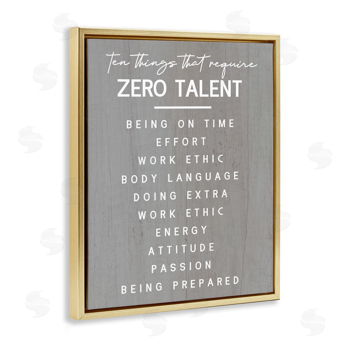 Motivational Zero Talent Gold Floating Frame Canvas Wall Art, Home Decor by Stupell Studio