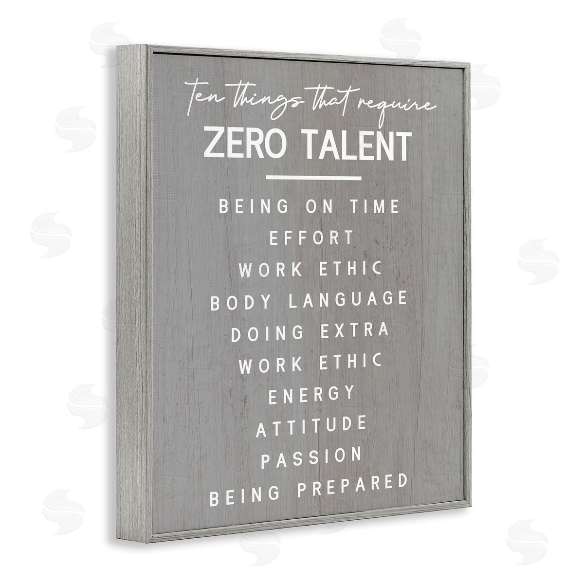 Motivational Zero Talent Grey Frame Print Wall Art, Home Decor by Stupell Studio
