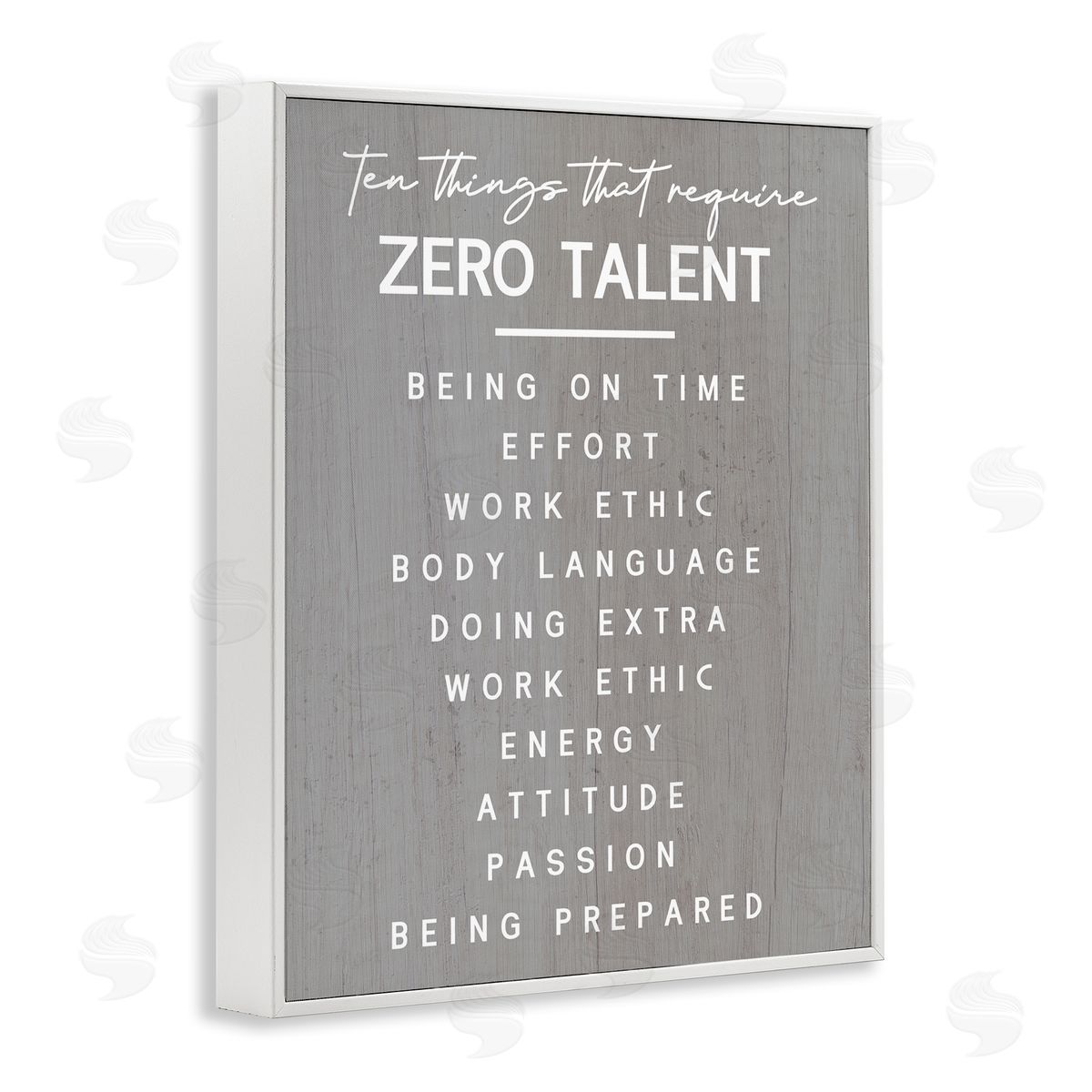Motivational Zero Talent White Frame Print Wall Art, Home Decor by Stupell Studio